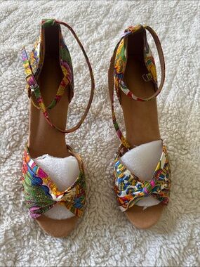 Bright Multicolor Knot-Front Ankle-Strap Sandals